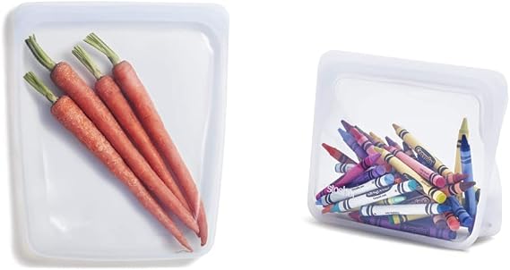 Stasher Silicone Reusable Storage Bag, 1/2 Gallon (Clear) & Silicone Reusable Storage Bag, Stand-Up Mini (Clear)