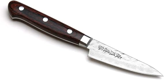 Yoshihiro VG10 16 Layer Hammered Damascus Stainless Steel Paring Utility Knife (3.2" (80mm))
