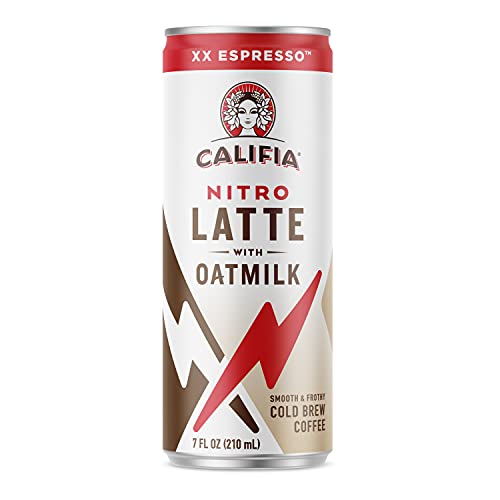Califia Farms - Nitro Cold Brew Coffee, Oat Milk Nitro Draft Latte XX Espresso 7 Oz | No Sugar Added | Dairy Free | Gluten Free | On-the-Go | Clean Energy | Plant Based | Non-GMO | Shelf Stable