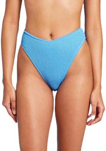 Wild Fable Womens Pucker V-Front High Waist Extra High Leg Cheeky Bikini Bottom -