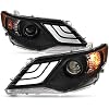 AKKON - Fit 2012 2013 2014 Toyota Camry Halogen Type w/LED DRL Projector Headlights Headlamps - Black