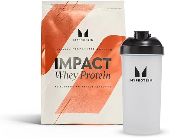 Myprotein Impact Whey Protein Powder 2.2 lb, Chocolate Milkshake, 22g Protein per Serving + Protein Shaker Bottle Bundle