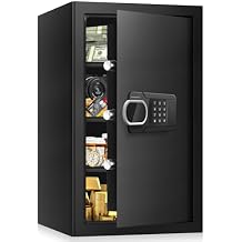 5.1 Cuft Large Home Safes Water and Fireproof with Digital Keypad & Key Lock, Fire Security Safes with 3 Removable Shelves, Anti-Pry Safe Box for Money Documents Jewelry, 23.62"H x14.96"W x 12.2"D