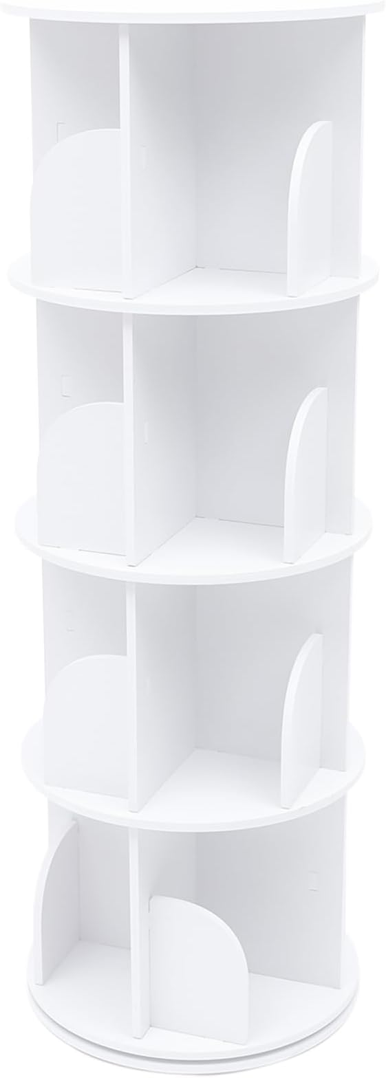 4 Tier Rotating Bookshelf 360 Revolving Bookcase Stackable Bookshelf Organizer Floor Standing Bookcase Storage Rack Display Cabinet for Office Home Living Room Study