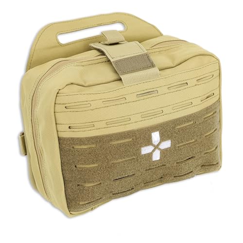 Lightning X Products Vehicle Head Rest IFAK Trauma Bag wLaser Cut MOLLE, Detachable Quick Release Pouch - TAN
