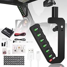 Grab Handle Switch Panel for JK, 6 Gang Wireless Switch Panel Armrest Switch Panel Compatible with Jeep Wrangler JK JKU 2007-2018 with Integrated Control Box & Type-C Charging