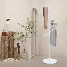 Freestanding Scarf Rack,Metal Scarf Display Rack, Spiral Scarf Holder Commercial Hijab Organizer Belt Pants Hanger for Clothing Store Home, Space Saving Shelves (White)