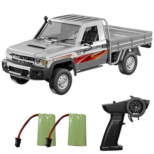 RC Rock Crawler RC Truck, 1:14 Scale Remote Control Car, 2.4GHz All Terrains RC Crawler Off Road RC Pickup Truck with LED Lights and 2 Batteries for Adults Silver