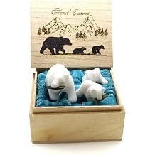 Hand carved from Star Marble stone set of Grizzly bear family includes one Mother Bear size 50 mm about 2.5" and two 1" cubs.