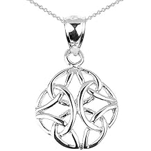 Elegant 10k Solid White Gold Celtic Trinity Knot Charm Pendant Necklace