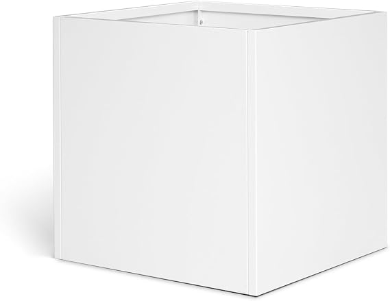 Galvanized Steel Planter 20 Inch, Metal Planter Box, White, Powder Coating