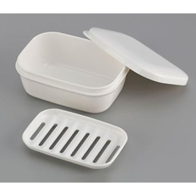 Inomata Travel Soap Case Holder, Soap Dish for Home and Travel, Self Draining, 2 Pack White