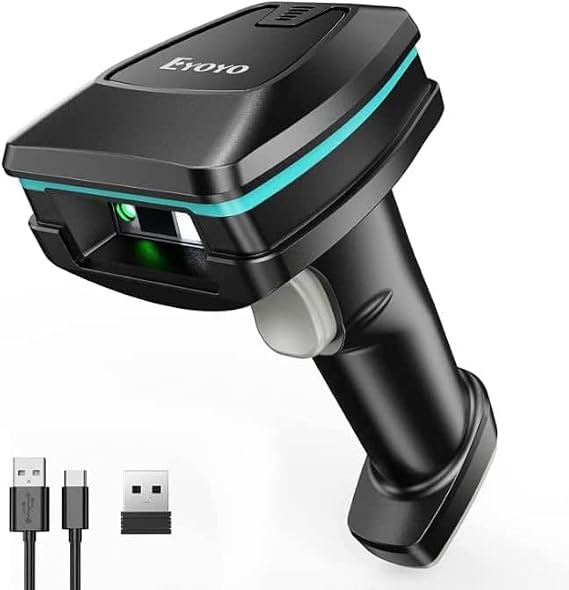 Eyoyo Industrial 2D Bluetooth Barcode Scanner Wireless,Handheld QR Code Scanner for Book Library Warehouse Inventory, 1D UPC ISBN Cordless Vibration Barcode Reader for PC, Phone, POS, Laptop,Android