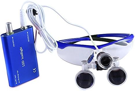 Bestlife 3.5x420mm Dental Medical Binocular Loupes with Head Light Lamp (Blue)