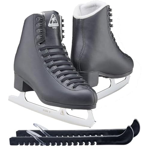Jackson Ultima Figure Ice Skates for Men, Boys in Black ColorBundle with Skate Guards