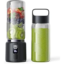 COKUNST Portable Blender, Small Smoothie & Shake Maker with 8 Blades, Compact Personal Blender with LED Display, USB C Rechargeable Juice Mixer with Extra Lid for Travel, Gym, Home, 17oz, Black