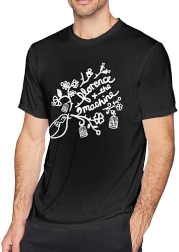 Florence and The Music Machine Band Short Sleeve T Shirt Mens Crewneck T-Shirts Novelty Graphic Tees Shirt Top for Men Small Black