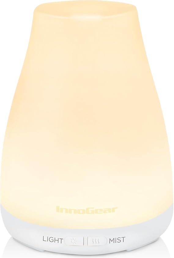 InnoGear Essential Oil Diffuser Ultrasonic Diffusers for Home, Basic White | Cool Mist Humidifier, Aromatherapy, Large Room, Run up to 8hrs, Waterless Auto Off, 7 Lights, Living Room, Quiet Operation