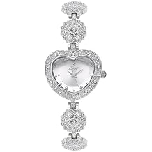 MASTOP Heart Shaped Bracelet Watch for Women Vintage Gold Silver Diamond Dainty Quartz Waterproof Small Cute Charm Timepiece