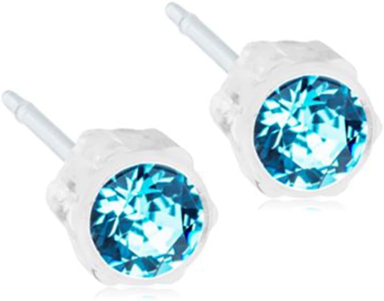 Blomdahl | Nickel Free | Medical Plastic 4mm Crystal Stud Earrings | Best Choice For Sensitive Ears