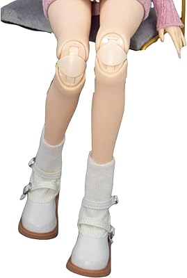 1pair BJD Shoes with Socks Together in one for 13 14 BJD Doll Toys DIY Female PU Leather Shoes Accessories White,for 14 BJD Doll
