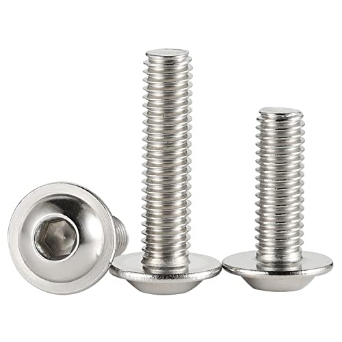 Mellewell M6 x 12mm Flanged Button Head Socket Cap Screw Bolts, 304 Stainless Steel 18-8, Allen Socket Drive, Bright Finish, Fully Threaded, Pack of 25