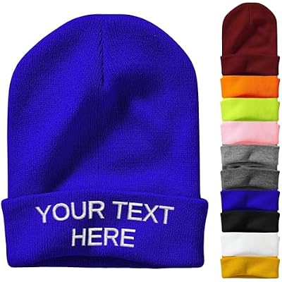Customized Embroidered Beanie for Men Women Personalized Name Text Design Your Own Knitted Hat