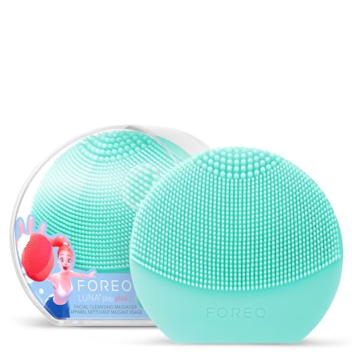FOREO LUNA play plus 2 Silicone Facial Cleansing Brush & Face Exfoliator - All Skin Types - For Clean and Healthy Looking Skin - Enhances Absorption of Facial Skin Care Products - Minty Cool!