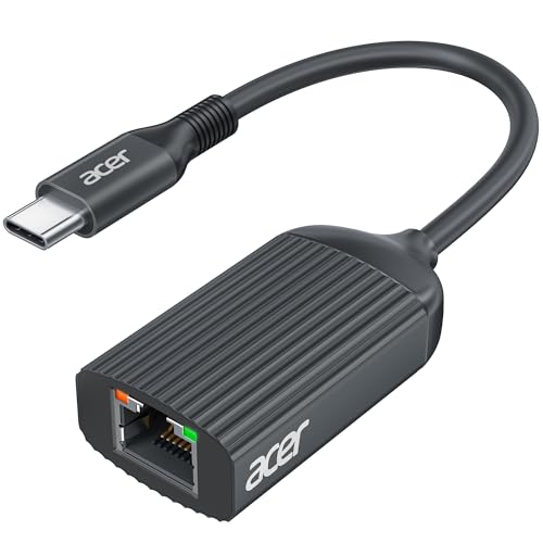 Acer USB C to Ethernet Adapter, RJ45 to Type C Ethernet ConverterThunderbolt 34 Compatible, 1Gbps Aluminum USB-C LAN Adapter for Laptop, MacBook ProAir, iPad Pro, iPhone 1516, Dell XPS-Black