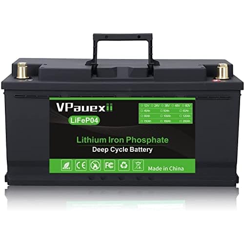 VPauexii LiFeP04 Battery,12V 100Ah Lithium Deep Cycle Battery, 12v Lithium Battery 100ah with Built-in BMS, Easy Installation, 4000 Cycles, 10-Year Lifetime, Perfect for Off-Grid, RV, Solar