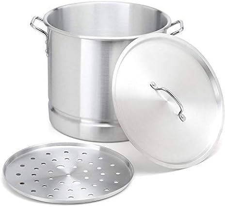Stock-Pot 8 Qt Aluminum Steam-Pot with Steamer Rack TamalesHeavy Duty Commercial Kitchen Restaurant Olla