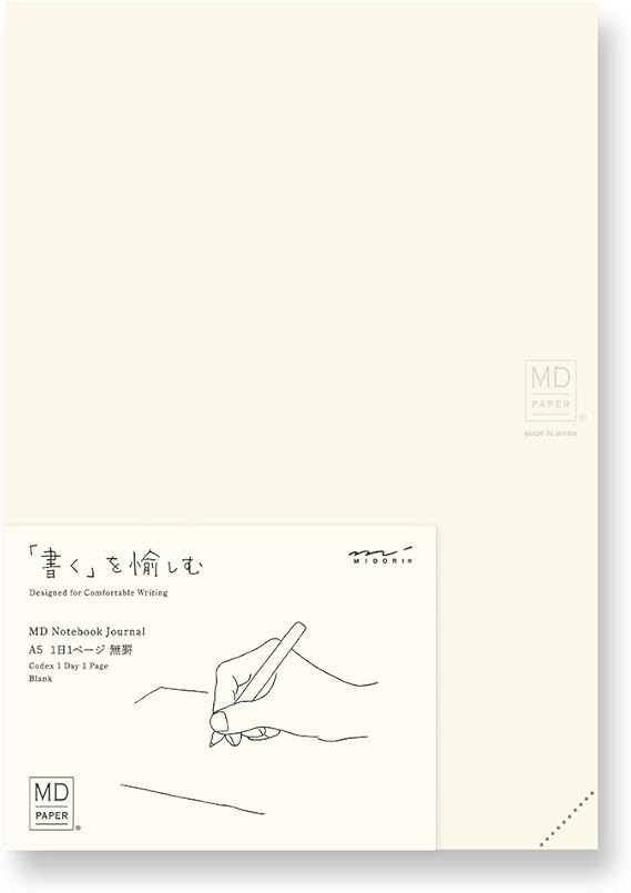 DESIGNPHIL Midori 15312006 Notebook, MD Notebook, Journal, A5, 1 Page Per Day, Unruled, A