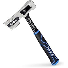 Real Steel 28 Oz Steel Roofing Hammer Shinglers Hatchet Hammer with Rubber Handle (0522), Silver and Black