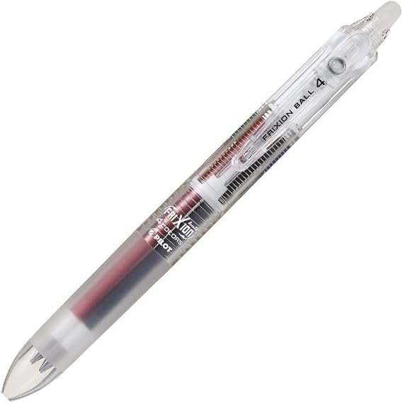 Pilot FriXion Ball 4 Erasable Multicolor Ballpoint Pen, Clear Body