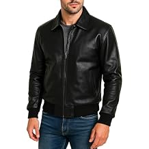Mens Brown Real Lambskin Bomber Jacket - Classic Vintage Style Casual Motorcycle Leather Bomber Jacket Men