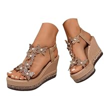 Gold Butterfly Heels Sandals for Women Rhinestones Wedge Sandals for Women Deco Sparkly Butterfly Dressy Summer Open Toe Low Platform Wedges Sandal High Heel Wedge Sandal Rhinestone Platform