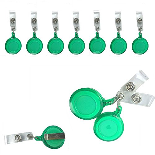 50Pcs Retractable Reel ID Badge Key Card Name Tag Holders with Belt Clip Green