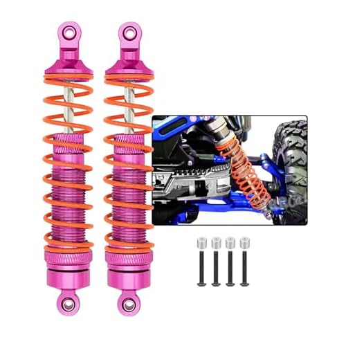 2PCS Rear Shocks Upgrade Parts for 110 Bigrock 4X4 Granite 4X4 Senton 4X4 Vorteks 4X4 Typhon 4X4 RC Truck,Full Aluminum Big Bore Shock Hops Up,Replace AR330550 AR330551,Rose