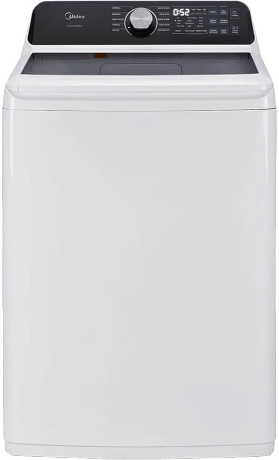 Midea MLTW44A4BWW 4.4 Cf Top Load Washer Agitator Stainless Tub