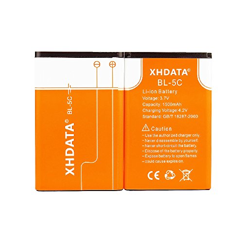 XHDATA BL-5C Battery 3.7V 1500mAh Rechargeable Battery Large Capacity for Radio for Home with Current Protection 2 Pieces
