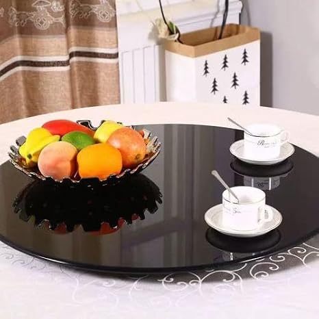 Round Glass Table Top,0.3" Inch Thick Tempered Pencil Edge Polish Glass Table Top 23.6"/31.5"/35.4"/39.4", Suitable for Dining, Coffee, Office, Side Table (Black, 31.5")