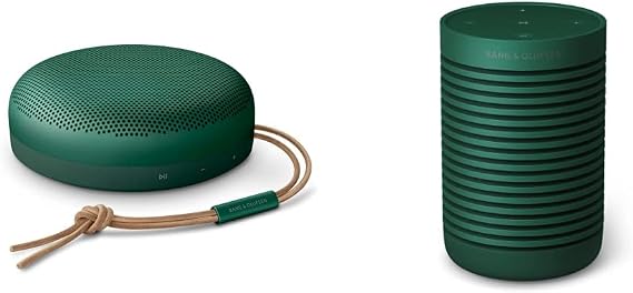 Bang & Olufsen Beosound Explore - Wireless Portable Outdoor Bluetooth Speaker, IP 67 Dustproof and Waterproof, Green & Beosound A1 2nd Generation Wireless Portable Waterproof Bluetooth Speaker, Green