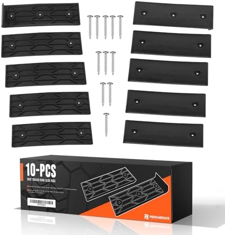 Boat Trailer Bunk Slides Heavy Duty 3"x10" Bunk Slicks for Easy Launching & Loading, Includes 8 E-Z Slide Pads & 2 Bunk Enders Fits Most Boat Trailers