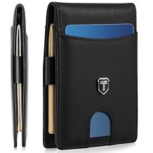 Gostwo Slim Wallet for Men, Minimalist Money Clip Card Wallet, RFID Blocking Bifold Mens Wallet, Front Pocket Credit Card Holder with ID Window, Gifts for Him, Black
