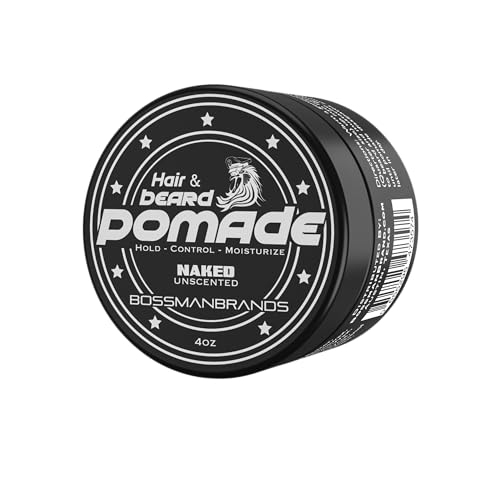 Bossman Hair & Beard Pomade for Men Naked - Unscented Medium Hold & Moisturizing for Hair, Beard & Mustache Styling Made in USA