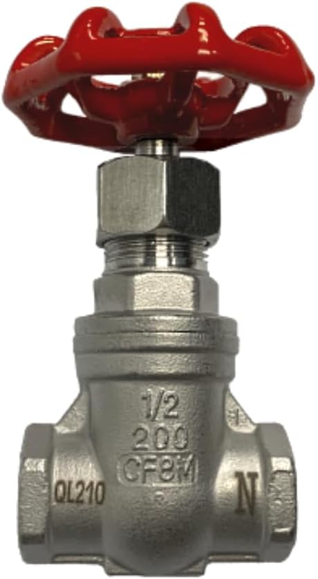 AF Hydro Stainless Steel SS316 Gate Valve, 1 1/2"NPT, Female Threaded Gate Valve, up to 200 PSI, Solid Taper Wedge Valve for General Water, Oil, and Gas