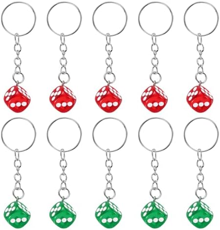 PATIKIL Lucky Dice Keychain Charm, Resin 3D Cube Square Mini Dice Keyrings with Pendants for Bag, Car, Cellphone Accessories