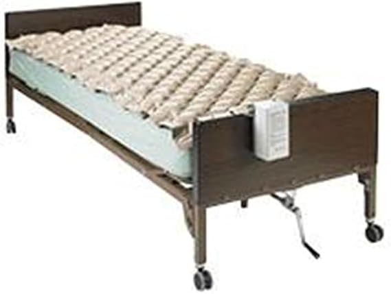 Drive Medical Med Aire Alternating Pressure Pump and Pad System, Variable Pressure with End Flaps, 123" x 36" x 2.5" | Alternating Pressure Pump and Pad System with End Flaps Helps Relieve Pressure Points and Prevent Bed Sores