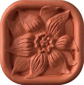 JBK Pottery Ceramic Clay Diffuser Passive Aromatherapy Oil Diffuser for Essential Oils, Great Home Decor, Car & Office Desk, Patio Warmer, Travel Size Gift, Small Mini Terracotta (Clemantis Flower)