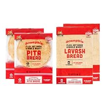 Joseph's 4-Pack Value Variety Bundle, Flax Oat Bran Whole Wheat 2 x Lavash Bread, Fresh Baked (8 Lavash Squares Total) and 2 x Pita Bread (12 Pita Loaves Total)